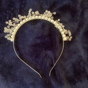 Faux-pearl and crystal headband